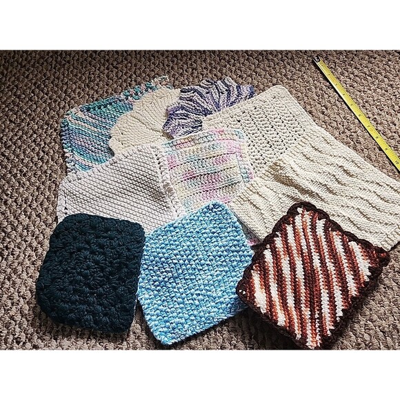 Lot of 10 Hand Crocheted Hot Pads Potholders Trivets Vintage - Picture 15 of 15